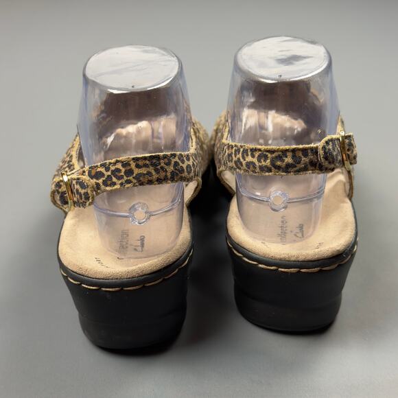 Clarks Leopard Print Slingback Sandals 6 XW Comfort - Picture 5 of 10